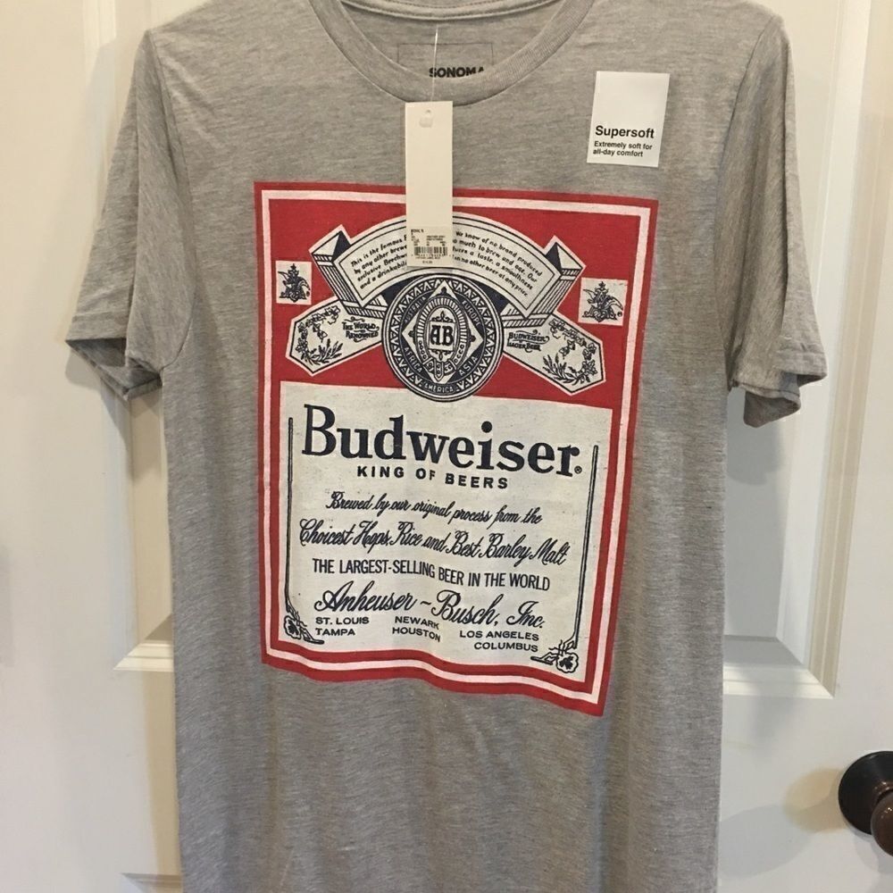 Sonoma small Budweiser beer shirt short sleeve gray